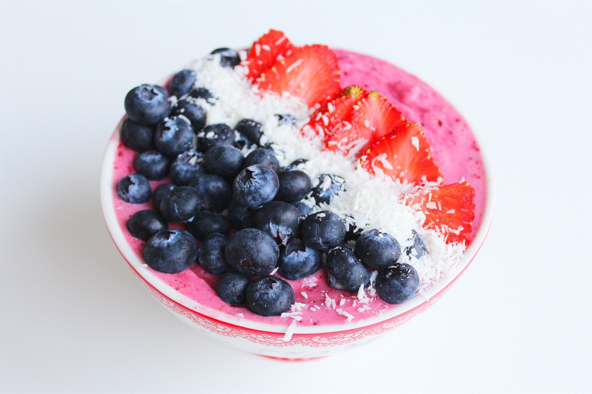 Power berry bowl with grated coconut